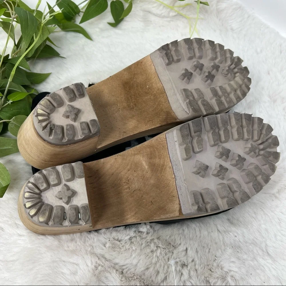MIA Abba Clog Sandals black Brown Size wooden 39 US 9 - Picture 9 of 12